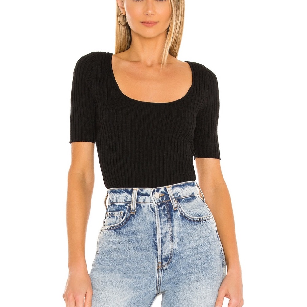 Women's Black L' Academie Ribbed Top / Small / Like New